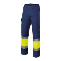 CALÇA MULTIBOLSOS FORRADA 156 AZUL ESC/AMARELO AV